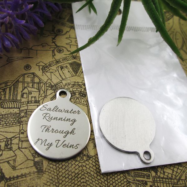 

40pcs--"saltwater running through my veins"stainless steel charms more style for choosing diy charms pendants for necklace, Bronze;silver