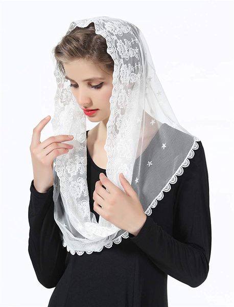 

мода кружева головной повязку follard femme bandana infinity mantilla часовня вуаль белый вышитый jersry hijab женский шарф y191024, Blue;gray