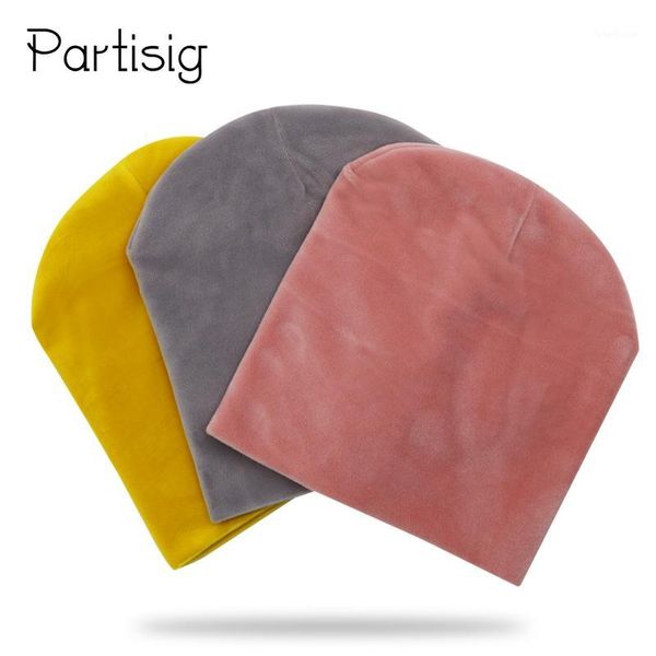 

velvet baby hat solid color children's beanie hats kids girls winter hats1, Yellow