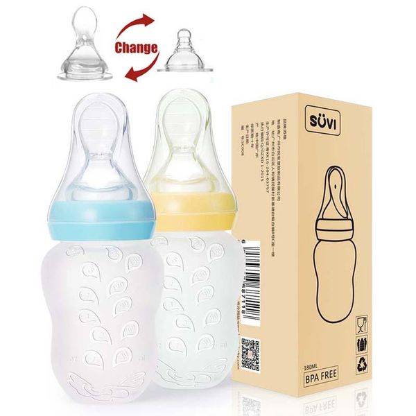 

baby bottles# 2 in 1 silicone bottle milk feeding (spoon bonus) infant kids spoon rice paste