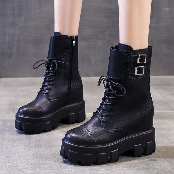 

boots rimocy fashion chunky platform ankle for women black pu leather motorcycle booties woman buckle hidden heels botas femme1