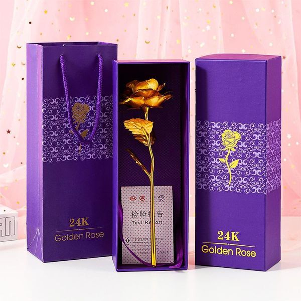 

24k foil plated rose gold rose wedding party valentine's day gift lover artificial for drop ship with gift box c1734 g1