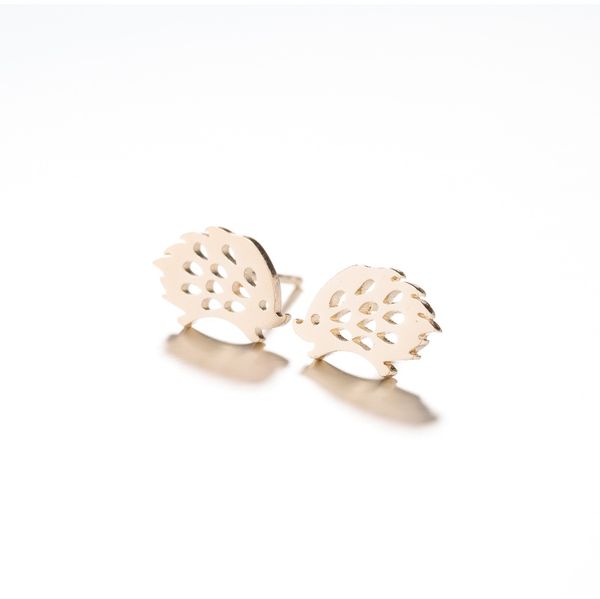 

минимальный regami ежик из нержавеющей стали женские ювелирные изделия из нержавеющей стали ладовые маленькие серьги рождественские аксессуа, Golden;silver