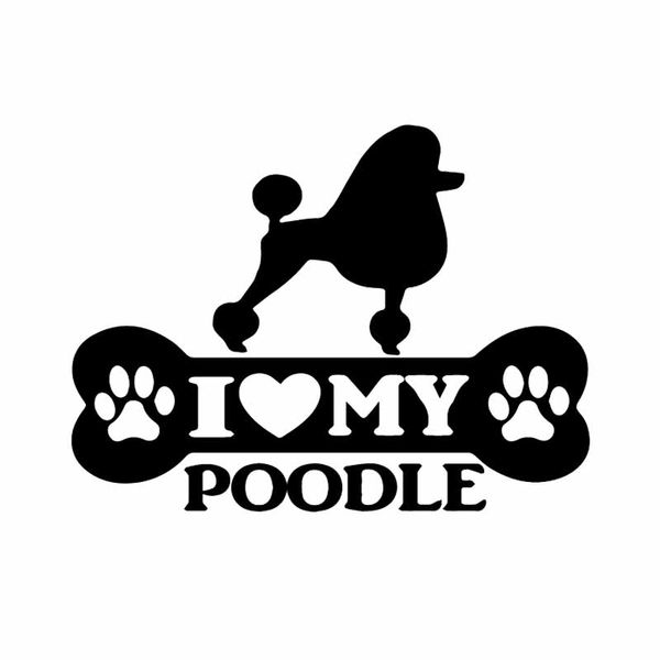 

15x11.2cm creative car sticker poodle bone dog animal funny vinyl decal black/silver c24-1196