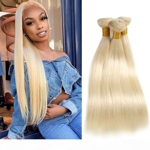 

indian human hair extensions straight blonde double wefts 3 bundles virgin hair mink weaves 8-30inch 613# color straight 613#, Black