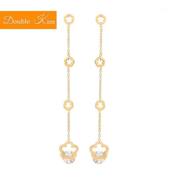 

small flower zircon stud earrings titanium stainless steel inlaid zircon gold color earrings fashion trendy women jewelry1, Golden;silver