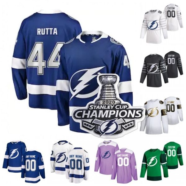 

custom 2020 stanley cup champions tampa bay lightning erik cernak jan rutta luke schenn luke witkowski women hockey jersey stitched, Black;red