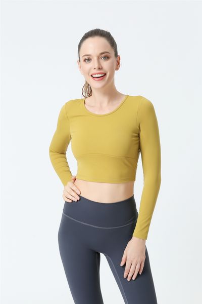 

clothes women sport with chest pad short slim long-sleeved running quick-drying clothes sports t-shirt workout clothes women yoga fitnes, White;black