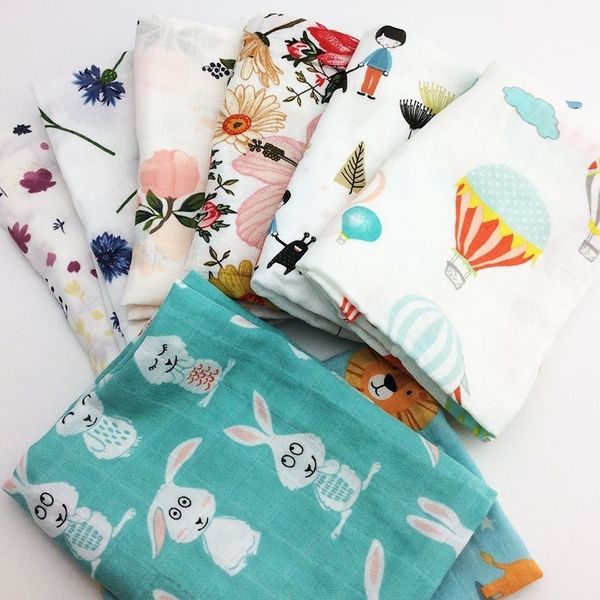 

baby burp cloths 58x58cm 2pcs/lot bamboo cotton gauze muslin soft baby bib bandanas baby bibs soft breathable newborns scarf y200710