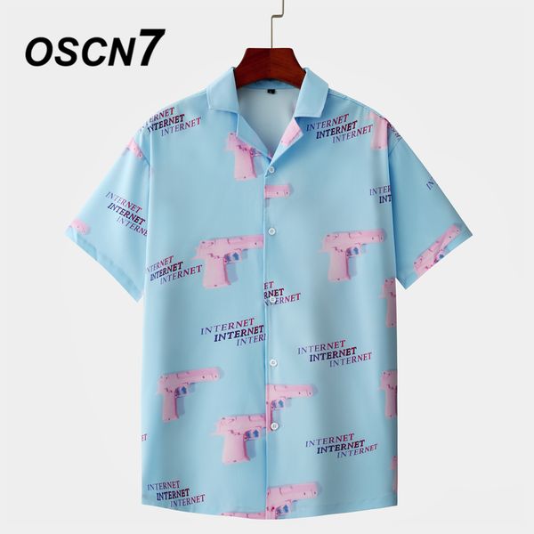 

oscn7 2019 casual printed short sleeve shirt men street 2019 hawaii beach women fashion short sleeve shirts harujuku mens 377 1022, White;black