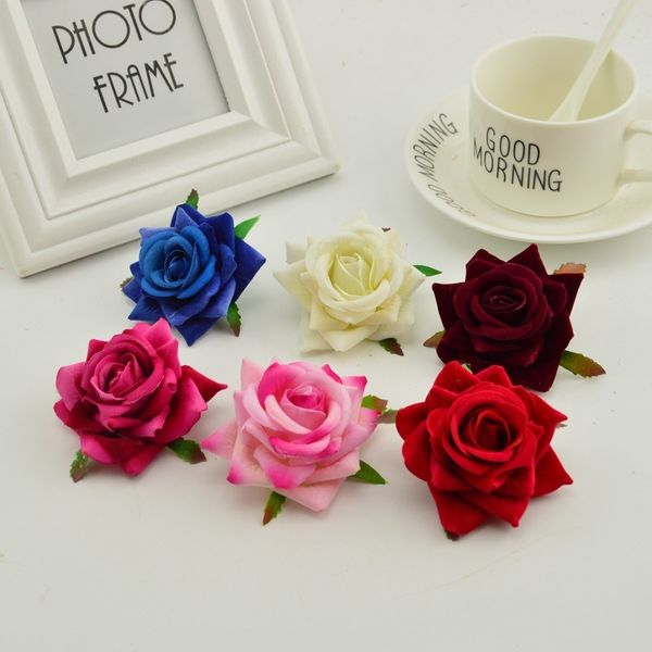 100 pz rose di seta testa ghirlande ricamo fai da te cappello fiore rosso rosa bianco blu fiore artificiale a buon mercato per la casa decorazione di nozze Y200111