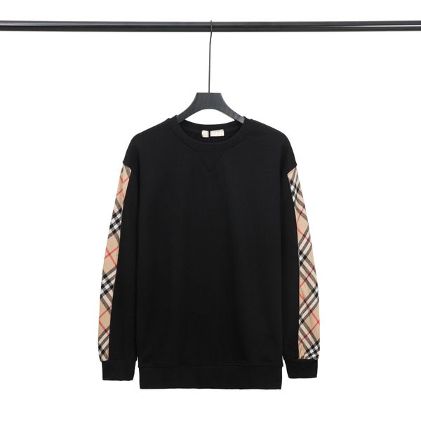 

women's hoodies sweatshirts classic versatile outerwear patchwork checkered lovers hoodless sweater, Black