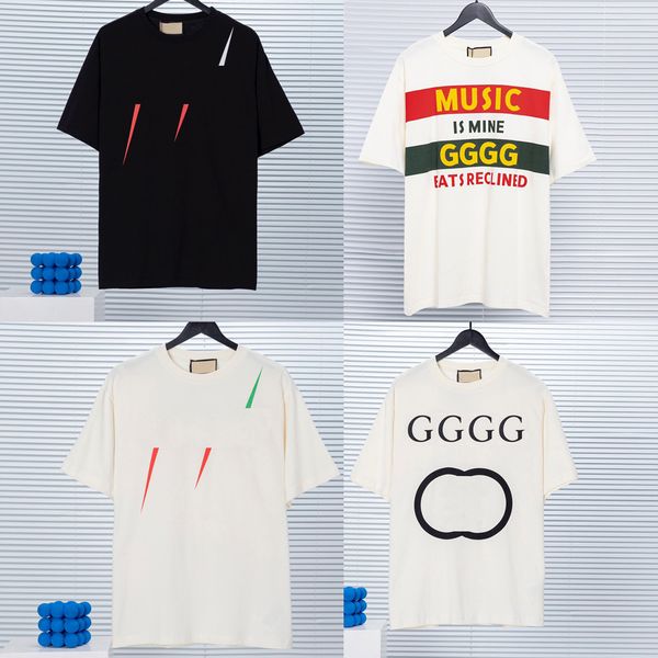 

22ss qaulity summer mens designer tees 100% cottom t shirts casual green tee comfortable men women letter lightning print t-shirts euro size, White;black
