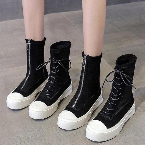 

spring autumn women boots shoes ladies female brand fashion casual designer platform wedges luxury ankle woman boots for women #en8k, Black