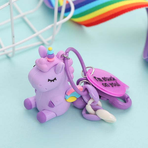 

cartoon rainbow wing unicorn keychains silicone alloy car key ring cute women bag keys buckle eco friendly 4 5nm e1