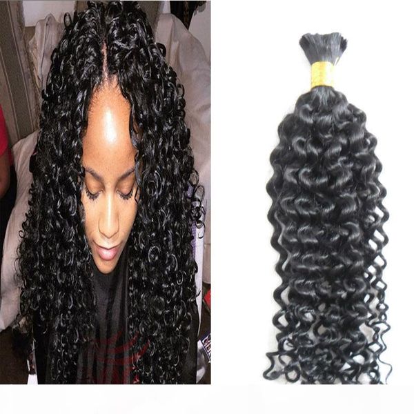 

brazilian human hair for braiding bulk no attachment 100g afro kinky bulk hair 1pcs no weft human hair bulk for braiding, Black