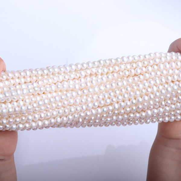 

chokers natural freshwater pearl necklace 5-6mm round shape beads 14 inches diy strand for fashion jewelry making accessories, Golden;silver