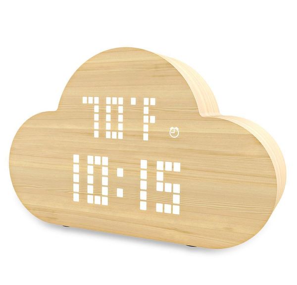 

cloud-shaped led digital alarm clock voice control wooden light clock time temperature humidity disp bbyiyz lg2010