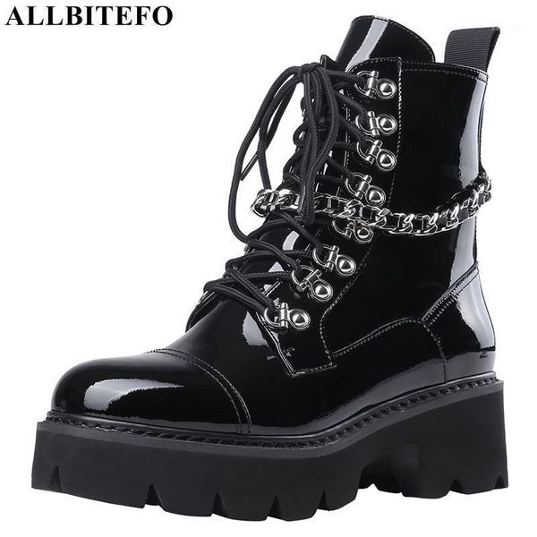 

boots allbitefo natural genuine leather women motocycle autumn winter handsome girls ankle, Black