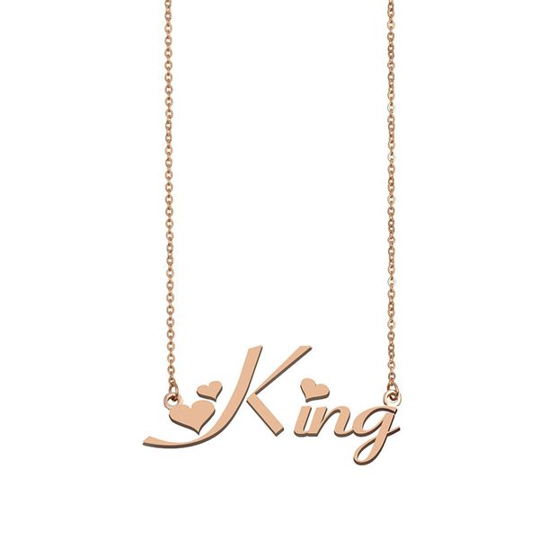 

king name necklace custom nameplate pendant for women girls birthday gift kids friends jewelry 18k gold plated stainless steel, Silver