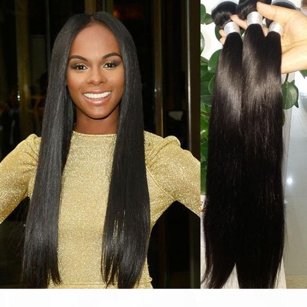 

dream remy queen silky straight 100% unprocessed brazilian virgin human hair 3 bundles a lot grade 8a 100g pc wefts extension, Black