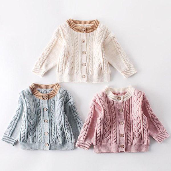 

pullover 2021 fashion knitted baby sweater outfit casual o-neck cotton full length girl cardigan for spring winter sw2021, Blue
