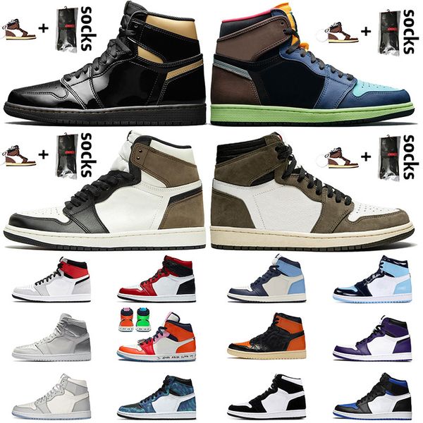 

new 1s jumpman 1 mens sneakers high og bio hack tie dye dark mocha shoes fearless satin\r\r womens trainers
