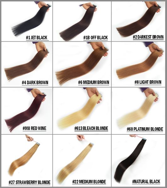 Remy Skin Weft Tape In Haarverlängerung, 100 % Echthaar, brasilianisches, indisches, chinesisches Jungfrau-Haar, direkt ab Werk, 30,5–61 cm, 20 Farben optional