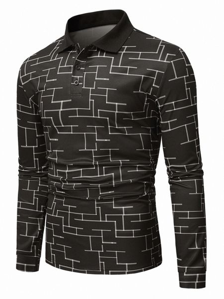 

men geo print polo shirt d13d#, White;black