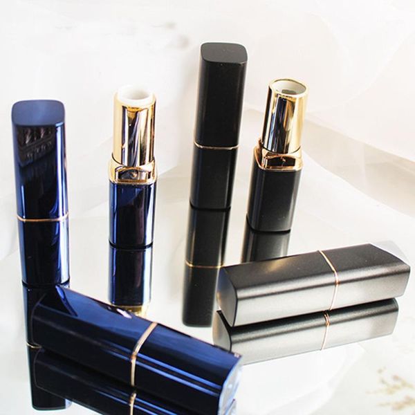

50pcs laser blue / pearl black lip tubes elegant arc-shaped square plastic lipstick tube, empty tube lipstick lipgloss tube1