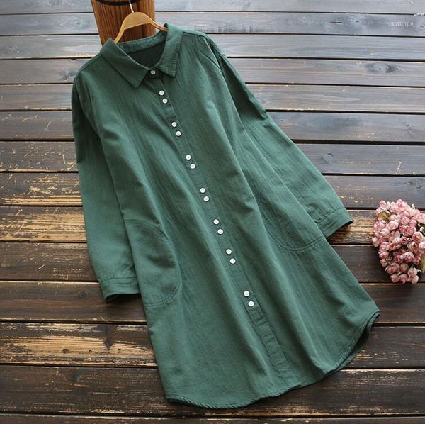 

women shirt solid color cotton 2020 new autumn loose casual single breasted fashion korean-style long-sleeved women 1, White