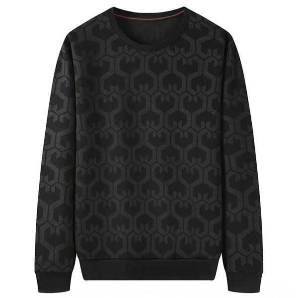

vysym autumn men's fat fn9cb printed sleeve new men's plus sweater size sports casual round long neck sweater long-sleeved, Black