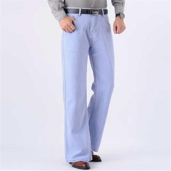 

men's flared jeans loose wide-leg pants japanese and korean waist 28-401, Blue