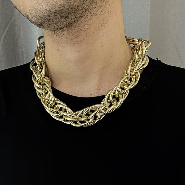 

chains gothic twisted chain neckalce for women gold color exaggerated thicken chunky men choker necklace hip-hop boys cool neck collar, Silver