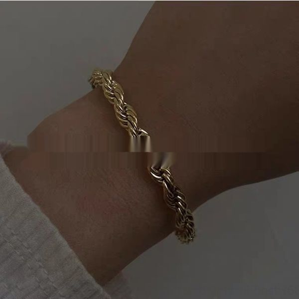 

ys8rf simple twist ins the thick chain bracelet braceletsame twisted coarse chain hip 2080 personalized titanium steel gold plated bracelet, Golden;silver