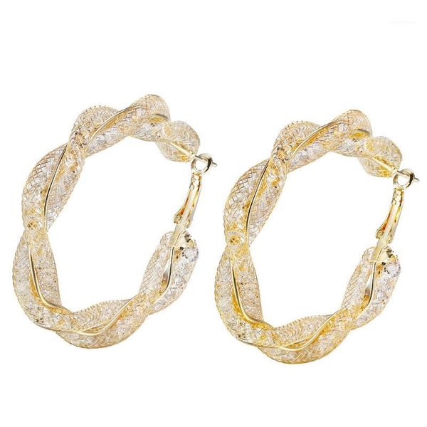 

charm 1pairs/ pack 2021 fashion metal silk weaving dancing party wedding anniversary hoop earrings1, Golden