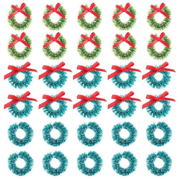 

30pcs mini christmas wreaths decoration sisal silk christmas crafts ornament1