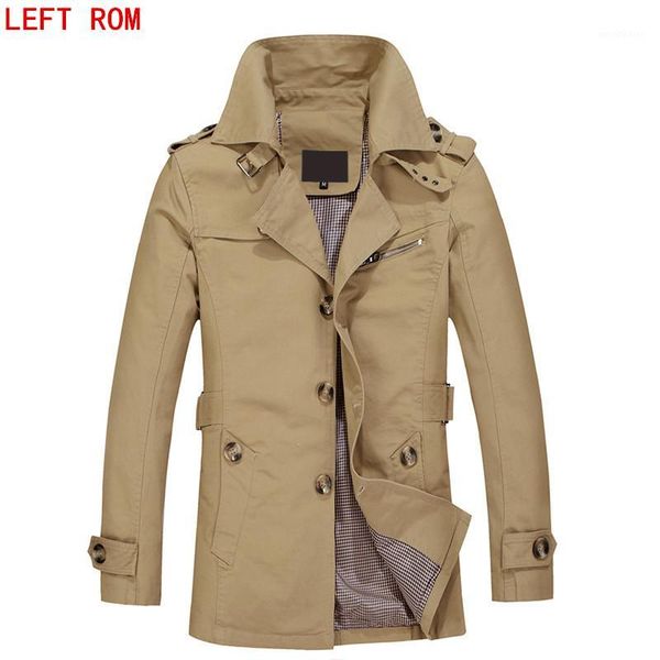 

men's trench coats brand men's belt jacket spring and autumn masculina windbreaker casual washed 5 colorlong men cotton jackets pa, Tan;black