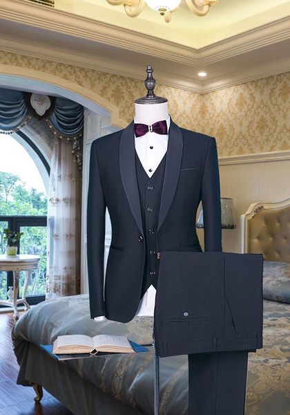 

2021 new navy blue blazer groomsmen suits slim fit mens wedding dress prom dinner suit groom tuxedos 3piece business suit1, White;black