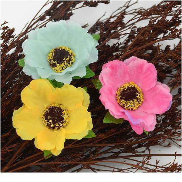 

50pcs/lot 4cm mini silk cherry blossoms small artificial rose flowers heads poppy wreath wedding decoration for scra bbyrbm