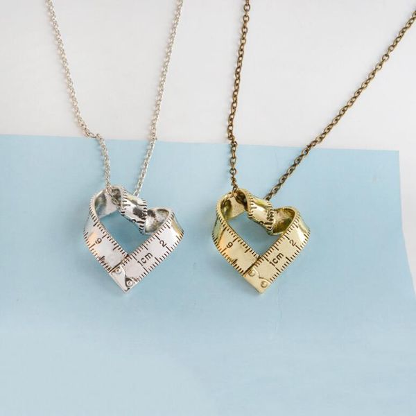 

new fashion creative retro whirl love heart ruler gold silver plated pendant necklace beautiful jewelry gifts