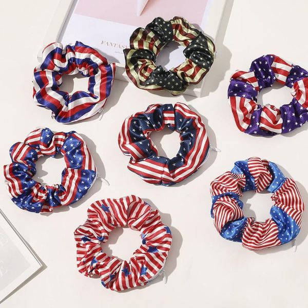 

fashion new retro zipper elastic hair band velvet wallet hair scrunchies printing stripe accessories
