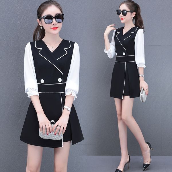 

wqcbk women's styleelegant korean goddess set age-reducing dress 2020 spring and autumn new dress belly-covering gentle style two-piece, Gray