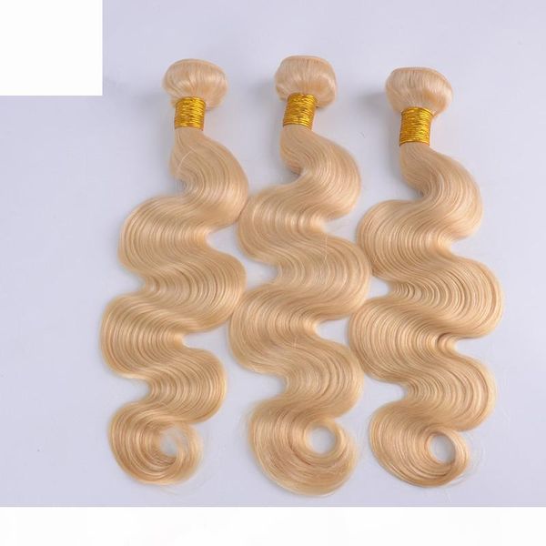 

613 body wave human hair extension blonde brazilian virgin hair blonde unprocess remy hair wefts 3pcs lot body wave bundles weaves, Black;brown