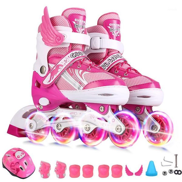Inline-Rollschuhe Kinder Kinder Skate Skating Schuhe Jungen und Mädchen für 18,5 cm 21,5 cm 24 cm atmungsaktive Pu-Räder Patines1