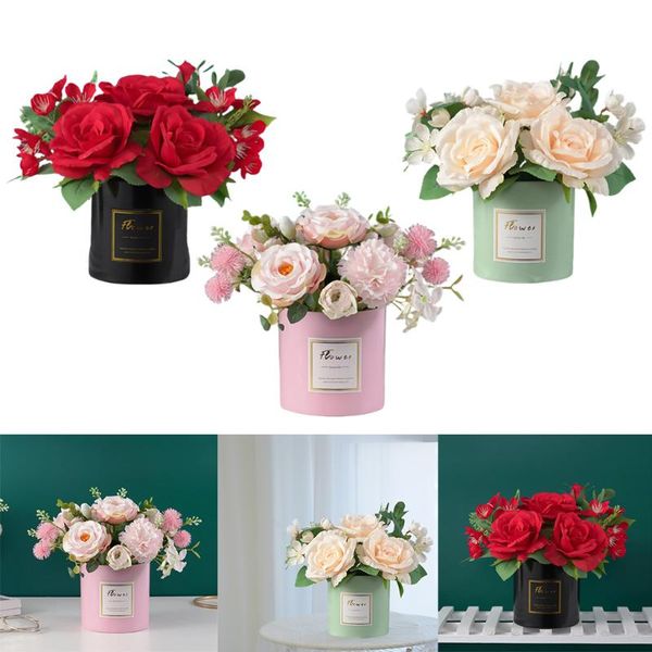 

faux fake artificial flower plant decorative pot vase garden decor pink