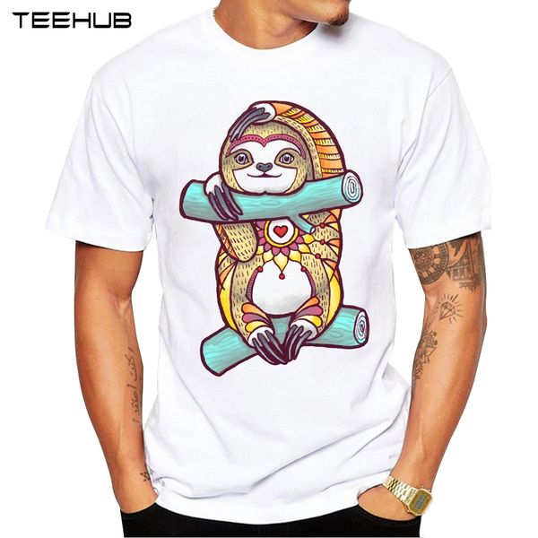 

2019 new arrivals summer mandala sloth men t-shirt funny printed short sleeve casual tee shirts sport hooded sweatshirt hoodie