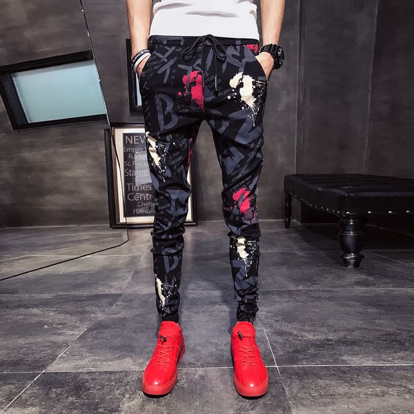 

2020 hip summer hop styles printing pantalon homme sweatpants streetwear harem joggers manly pants ng1j, Black