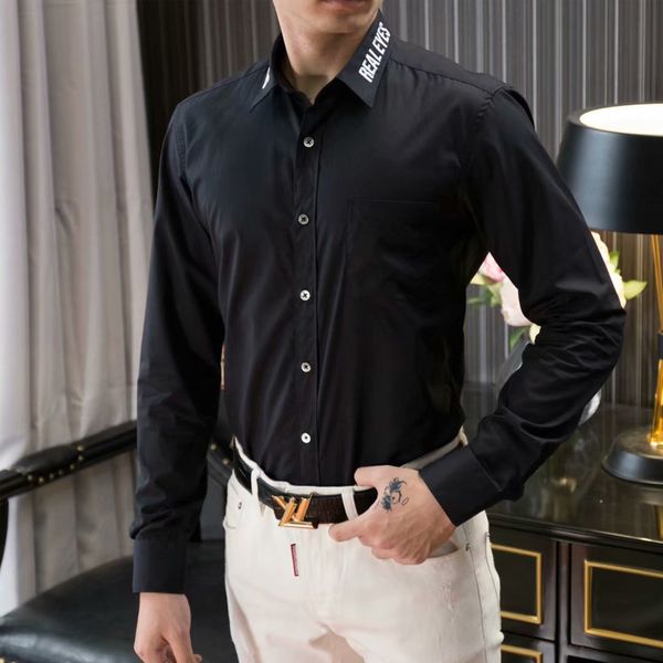 

100% cotton shirt men slim fit solid color long sleeve dress fashion casual shirts dy2106 mwai, White;black