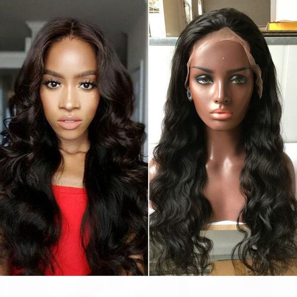 

peruvian human hair full lace human hair wigs body wave lace front wig black women full 130%density, Black;brown